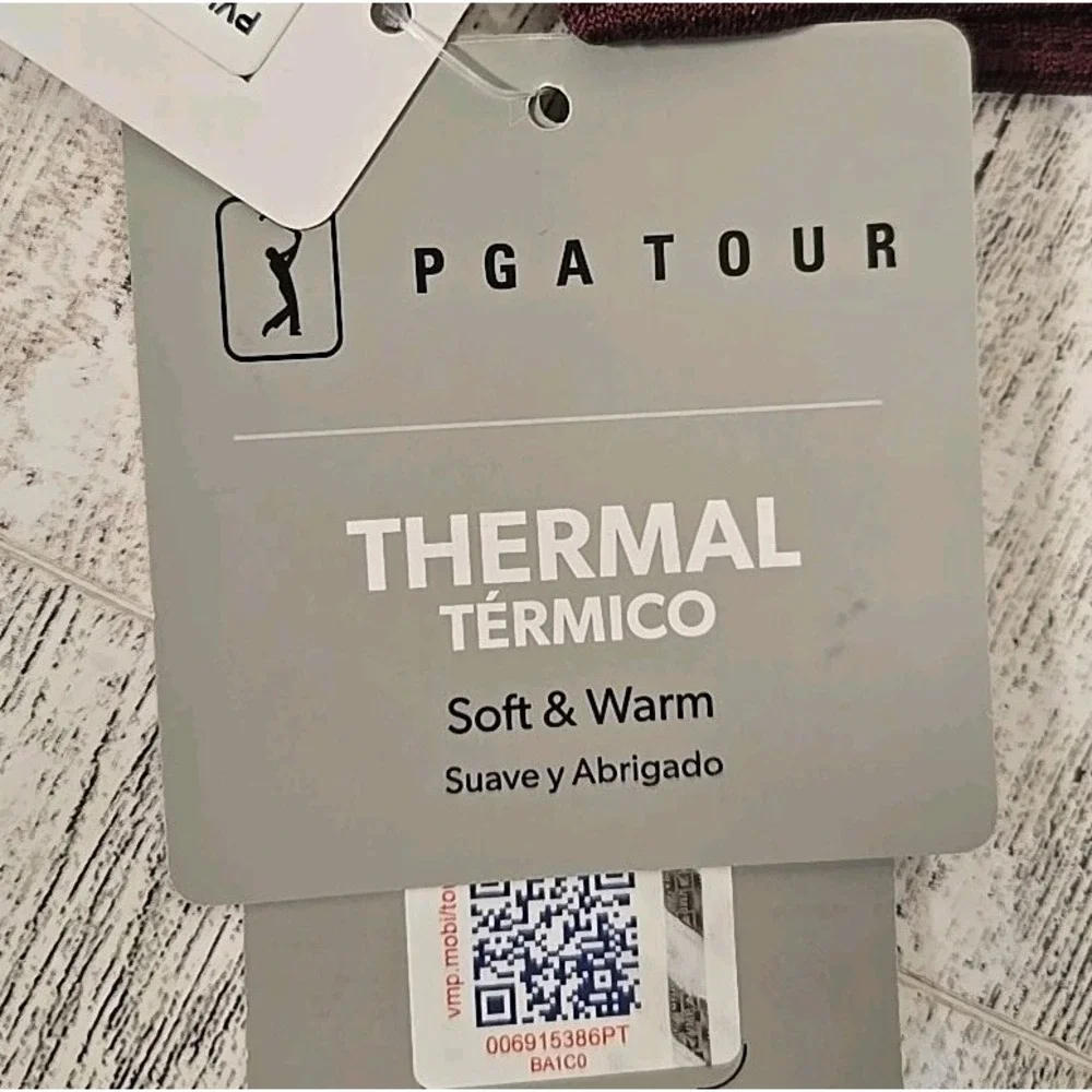 PGA Tour Sweater SMALL Jacquard Burgundy Quarter Zip Pullover Stretch NEW